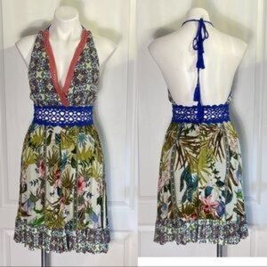 NWT Chelsea & Violet Tropical Crochet Halter Dress - Size L